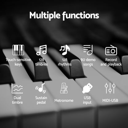 Alpha 88 Keys Foldable Electronic Piano Keyboard Digital Electric w/ Carry Bag EK-FOLD-81-BK