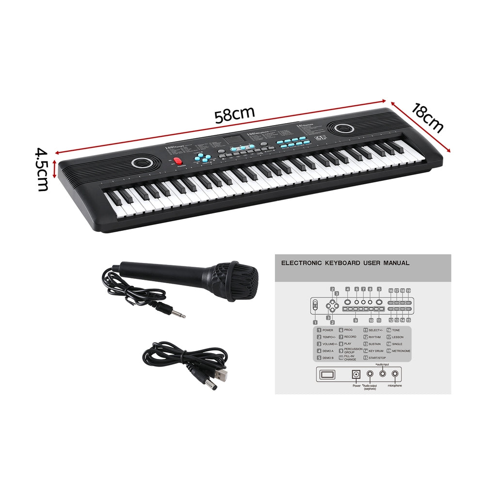 Alpha 61-Key Digital Piano Keyboard Electric Kids Gift Black EK-JD61-BK