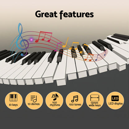 Alpha 61-Key Digital Piano Keyboard Electric Kids Gift Black EK-JD61-BK