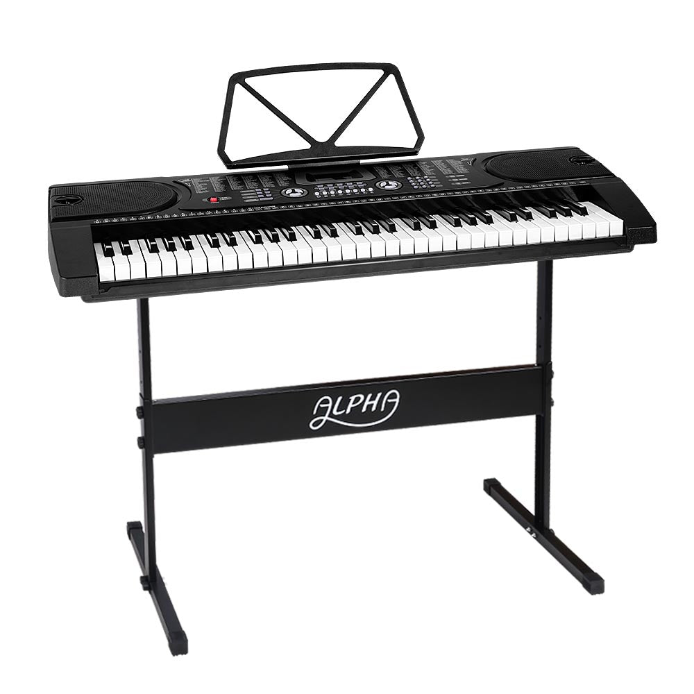 Alpha 61 Keys Electronic Piano Keyboard Digital Electric w/ Stand Beginner Black EK-JK-60-BK-H
