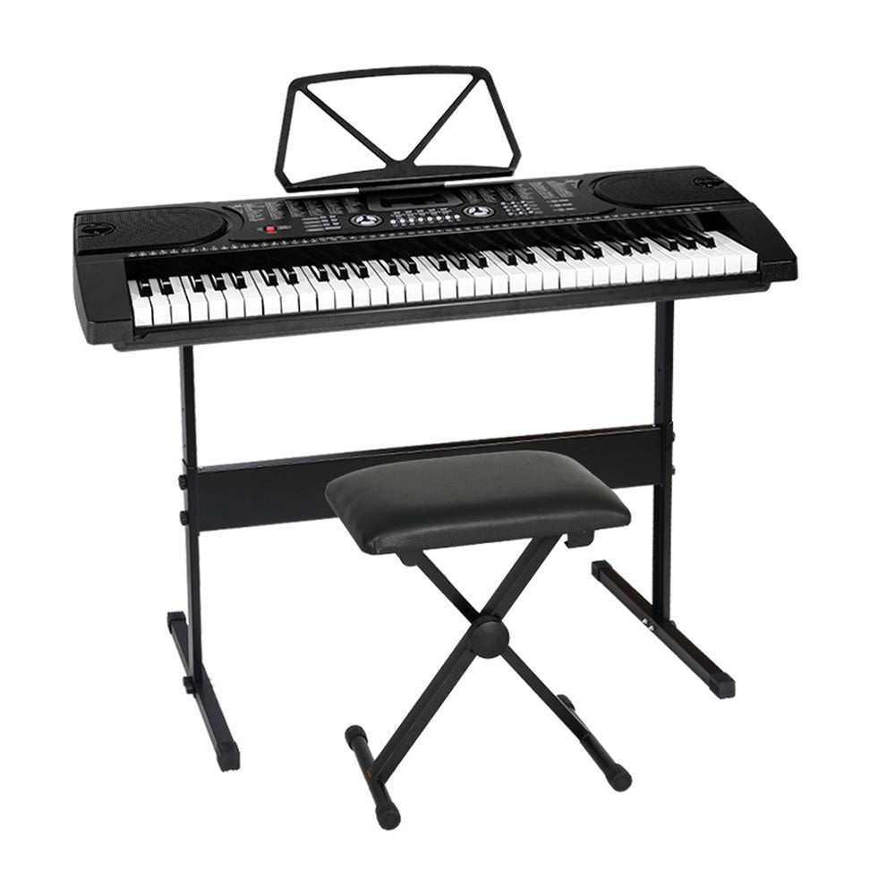 Alpha 61 Keys Electronic Piano Keyboard Digital Electric w/ Stand Stool Black EK-JK-60-BK-H-B01
