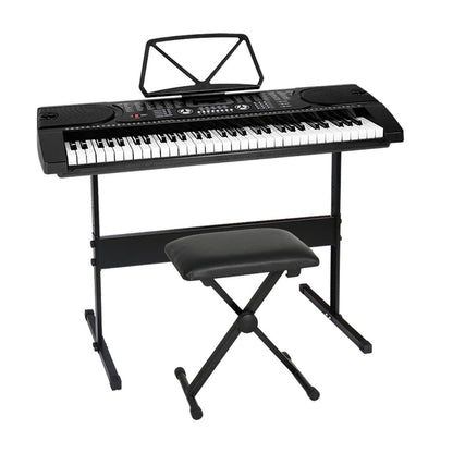 Alpha 61 Keys Electronic Piano Keyboard Digital Electric w/ Stand Stool Black EK-JK-60-BK-H-B01