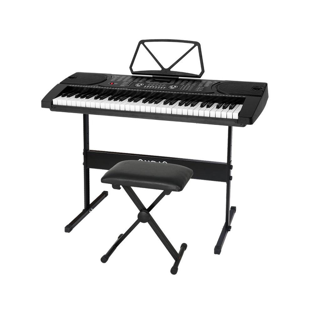 Alpha 61 Keys Electronic Piano Keyboard Digital Electric w/ Stand Stool Black EK-JK-60-BK-H-B01