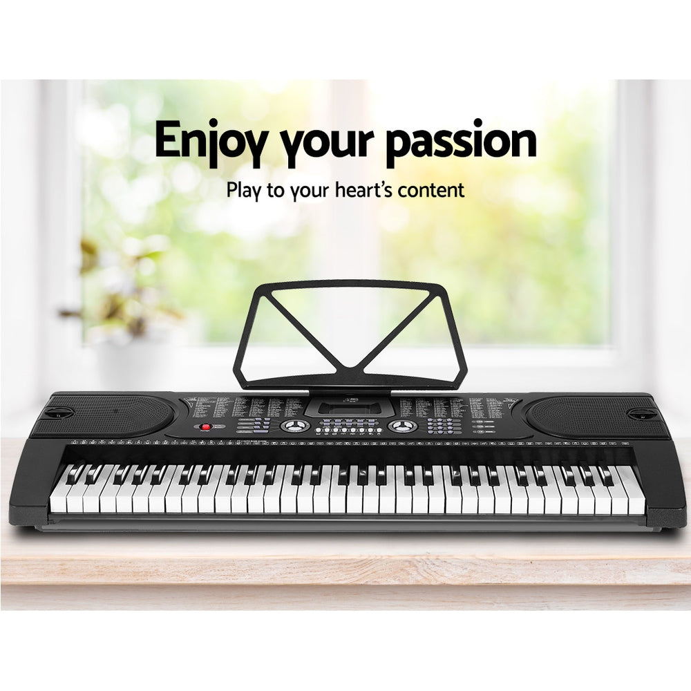 Alpha 61 Keys Electronic Piano Keyboard Digital Electric w/ Stand Stool Black EK-JK-60-BK-H-B01