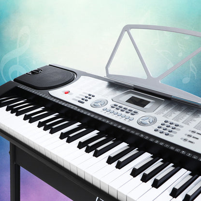 Alpha 61 Keys Electronic Piano Keyboard Digital Electric w/ Stand Beginner Silver EK-JK-60-SL-H