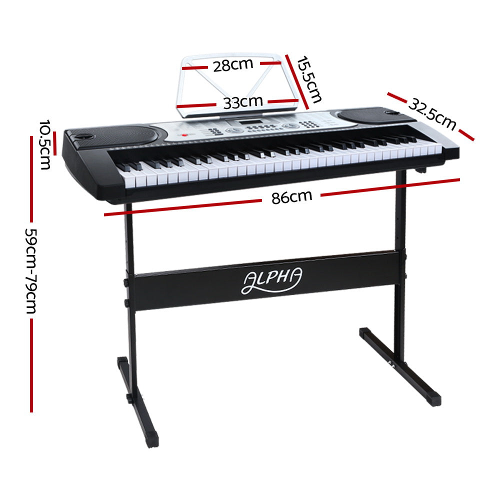 Alpha 61 Keys Electronic Piano Keyboard Digital Electric w/ Stand Beginner Silver EK-JK-60-SL-H