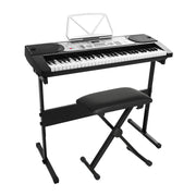 Alpha 61 Keys Electronic Piano Keyboard Digital Electric w/ Stand Stool Silver EK-JK-60-SL-H-B01