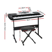 Alpha 61 Keys Electronic Piano Keyboard Digital Electric w/ Stand Stool Silver EK-JK-60-SL-H-B01