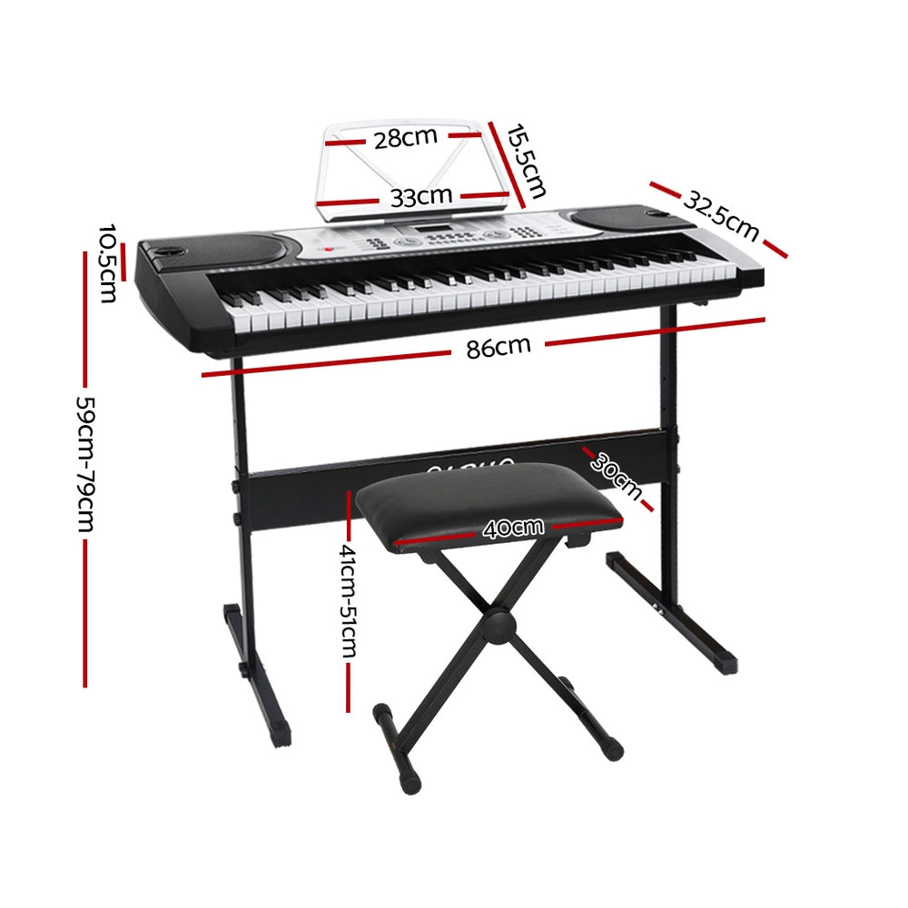 Alpha 61 Keys Electronic Piano Keyboard Digital Electric w/ Stand Stool Silver EK-JK-60-SL-H-B01