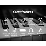 Alpha 61 Keys Electronic Piano Keyboard Digital Electric w/ Stand Stool Silver EK-JK-60-SL-H-B01