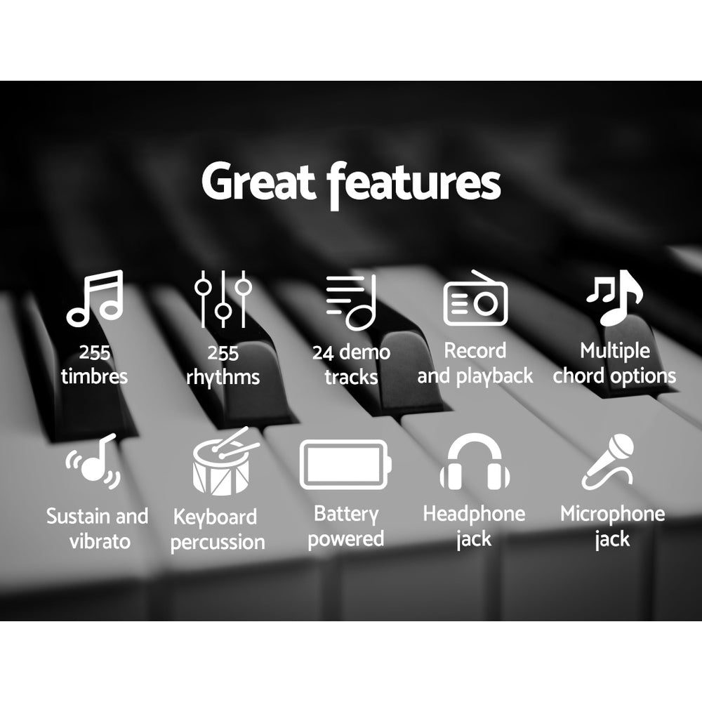 Alpha 61 Keys Electronic Piano Keyboard Digital Electric w/ Stand Stool Silver EK-JK-60-SL-H-B01