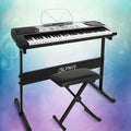 Alpha 61 Keys Electronic Piano Keyboard Digital Electric w/ Stand Stool Silver EK-JK-60-SL-H-B01