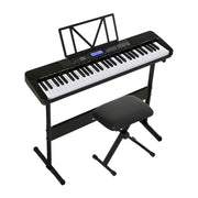 Alpha 61 Keys Electronic Piano Keyboard Digital Electric w/ Stand Stool Touch EK-JK-62-BK-H-B01