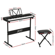 Alpha 61 Keys Electronic Piano Keyboard Digital Electric w/ Stand Stool Touch EK-JK-62-BK-H-B01