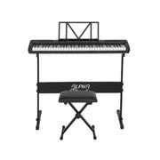 Alpha 61 Keys Electronic Piano Keyboard Digital Electric w/ Stand Stool Touch EK-JK-62-BK-H-B01