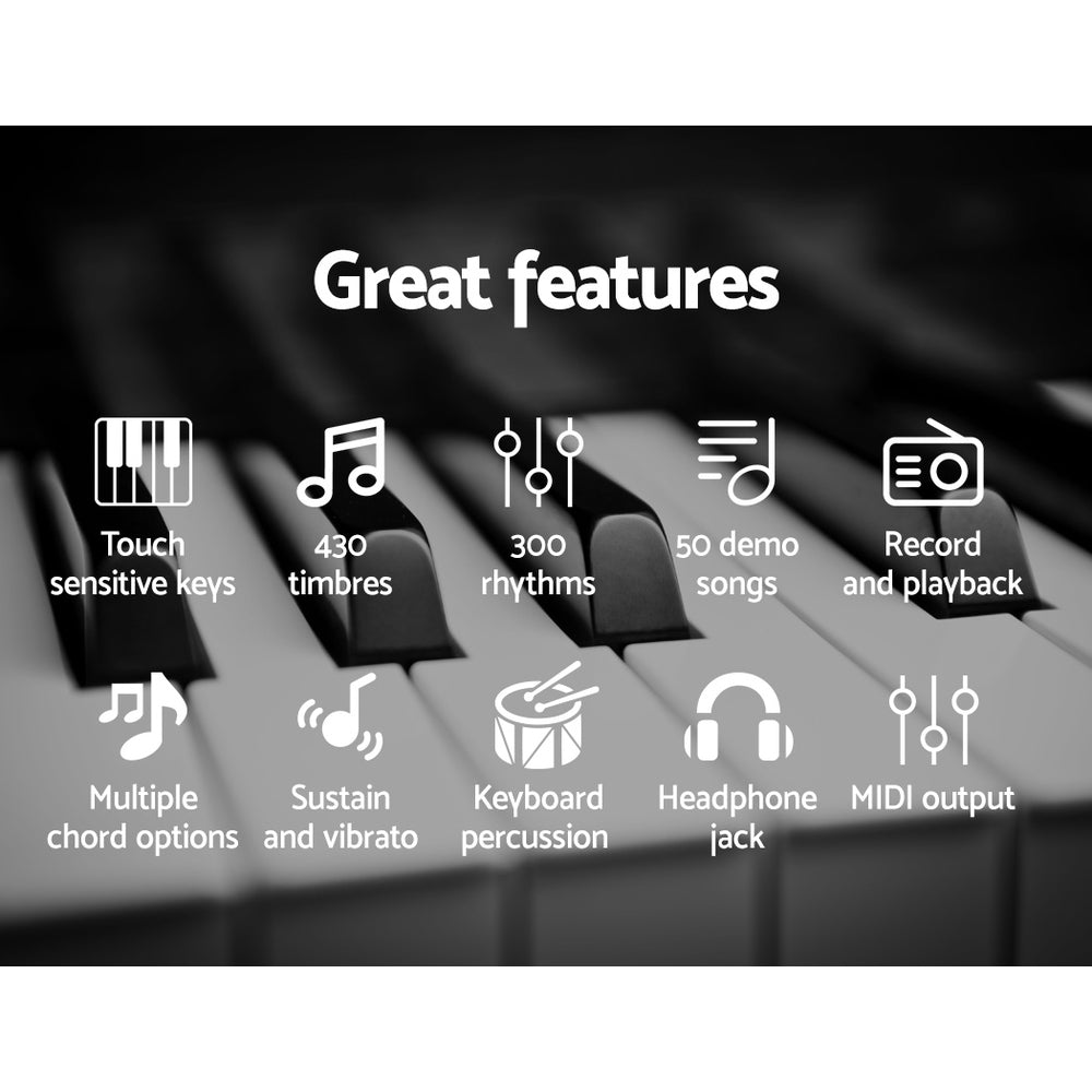 Alpha 61 Keys Electronic Piano Keyboard Digital Electric w/ Stand Stool Touch EK-JK-62-BK-H-B01