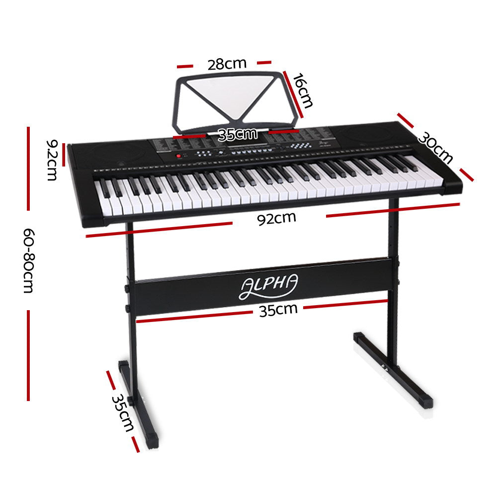Alpha 61 Keys Electronic Piano Keyboard Digital Electric w/ Stand Sound Speaker EK-JK-63-BK-H