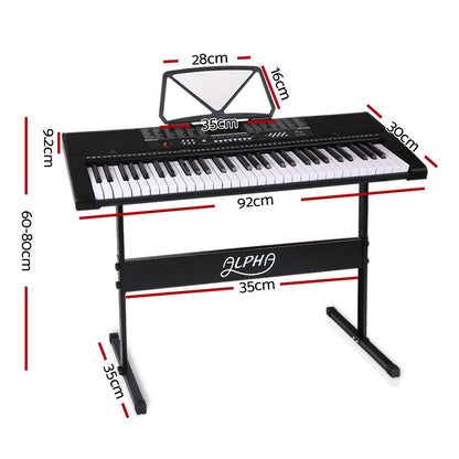 Alpha 61 Keys Electronic Piano Keyboard Digital Electric w/ Stand Sound Speaker EK-JK-63-BK-H