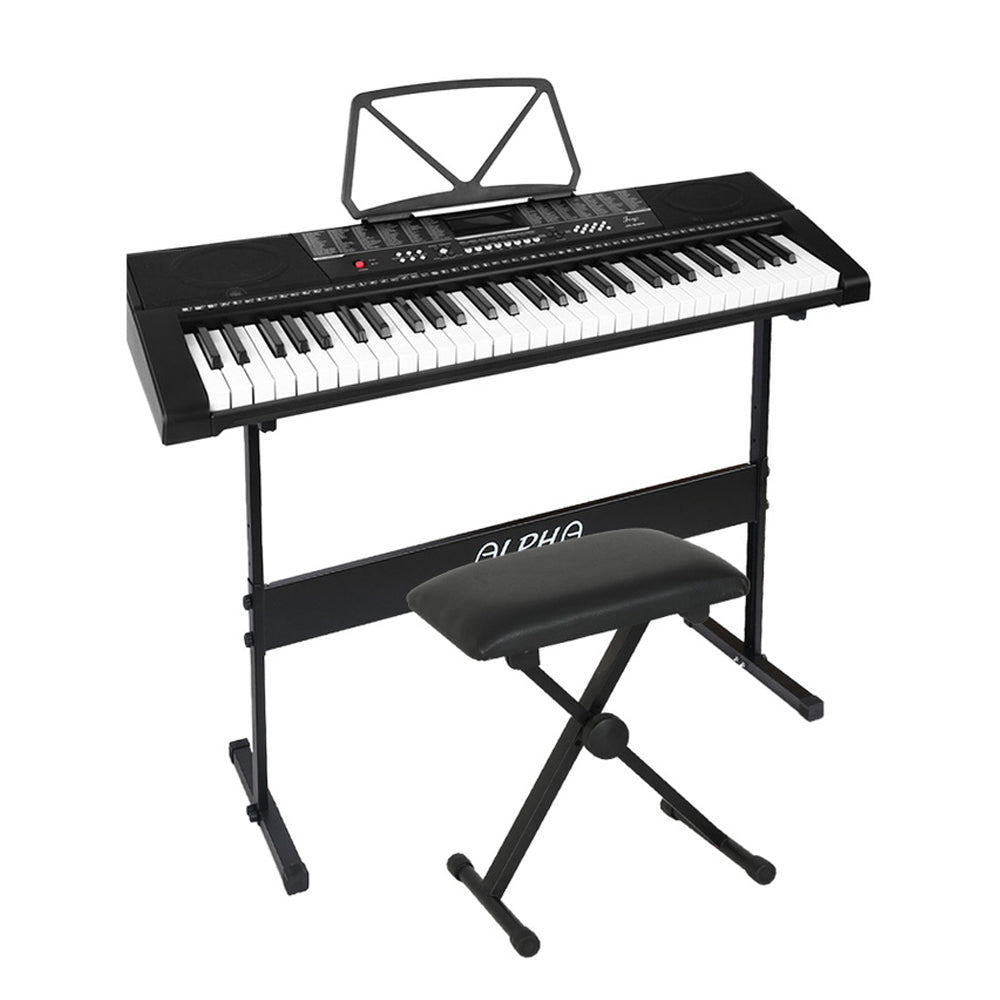 Alpha 61 Keys Electronic Piano Keyboard Digital Electric w/ Stand Stool Speaker EK-JK-63-BK-H-B01