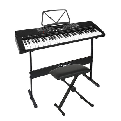 Alpha 61 Keys Electronic Piano Keyboard Digital Electric w/ Stand Stool Speaker EK-JK-63-BK-H-B01