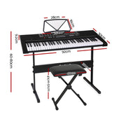 Alpha 61 Keys Electronic Piano Keyboard Digital Electric w/ Stand Stool Speaker EK-JK-63-BK-H-B01