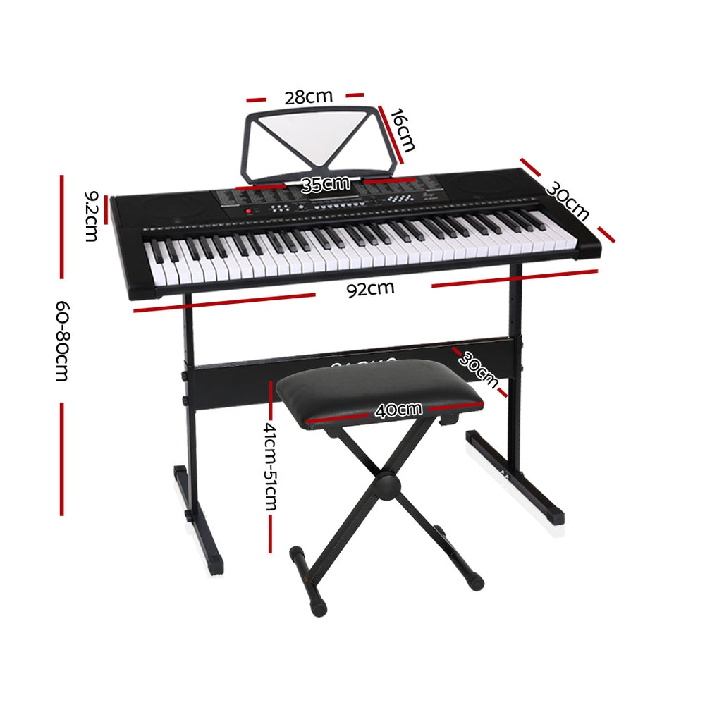 Alpha 61 Keys Electronic Piano Keyboard Digital Electric w/ Stand Stool Speaker EK-JK-63-BK-H-B01