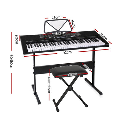 Alpha 61 Keys Electronic Piano Keyboard Digital Electric w/ Stand Stool Speaker EK-JK-63-BK-H-B01
