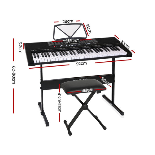 Alpha 61 Keys Electronic Piano Keyboard Digital Electric w/ Stand Stool Speaker EK-JK-63-BK-H-B01