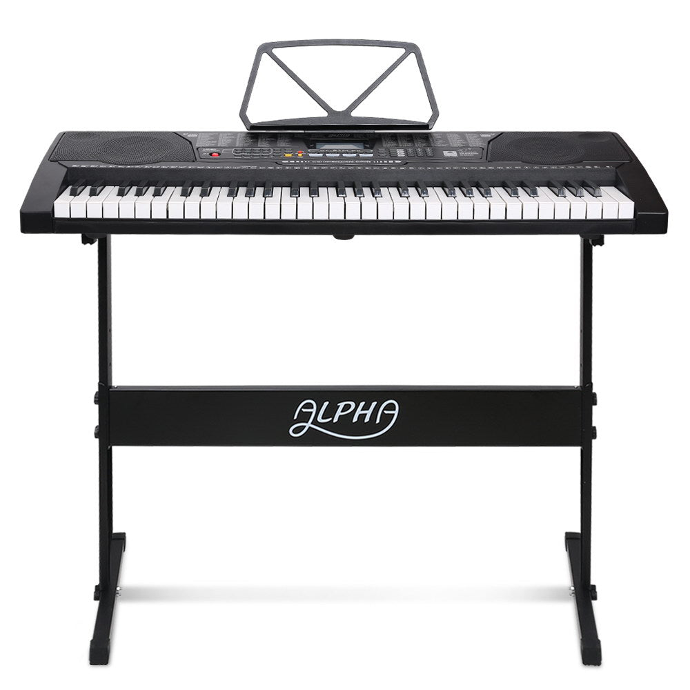 Alpha 61 Keys Electronic Piano Keyboard Digital Electric w/ Stand Lighted Black EK-KL-91M-BK-H