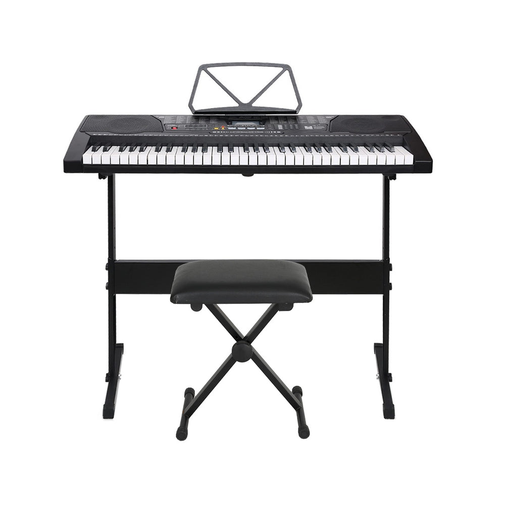 Alpha 61 Keys Electronic Piano Keyboard Digital Electric w/ Stand Stool Lighted EK-KL-91M-BK-H-B01