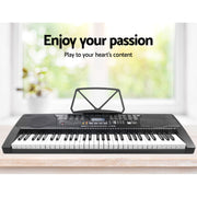 Alpha 61 Keys Electronic Piano Keyboard Digital Electric w/ Stand Stool Lighted EK-KL-91M-BK-H-B01