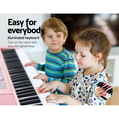 Alpha 61 Keys Electronic Piano Keyboard Digital Electric w/ Stand Lighted Pink EK-KL-97-PK-H