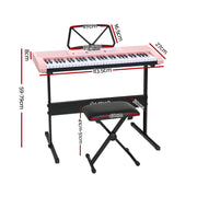 Alpha 61 Keys Electronic Piano Keyboard Digital Electric w/ Stand Stool Pink EK-KL-97-PK-H-B01