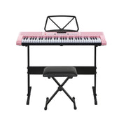 Alpha 61 Keys Electronic Piano Keyboard Digital Electric w/ Stand Stool Pink EK-KL-97-PK-H-B01