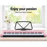Alpha 61 Keys Electronic Piano Keyboard Digital Electric w/ Stand Stool Pink EK-KL-97-PK-H-B01