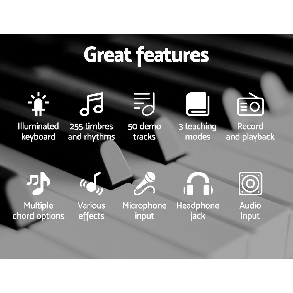 Alpha 61 Keys Electronic Piano Keyboard Digital Electric w/ Stand Stool Pink EK-KL-97-PK-H-B01