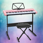 Alpha 61 Keys Electronic Piano Keyboard Digital Electric w/ Stand Stool Pink EK-KL-97-PK-H-B01