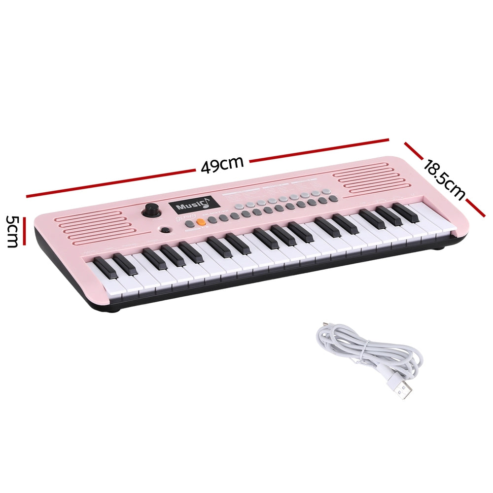 Alpha 37-Key Digital Piano Keyboard for Kids Beginners Electronic Keyboard Piano Gift Pink EK-M37-PK
