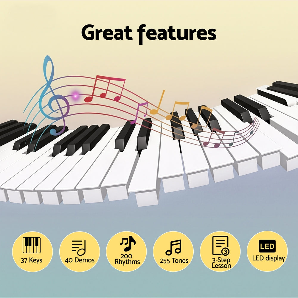 Alpha 37-Key Digital Piano Keyboard Electric Black EK-M37-T-BK