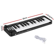 Alpha 25-Key MIDI Keyboard Controller Portable USB Laptop Black EK-MID25-BK
