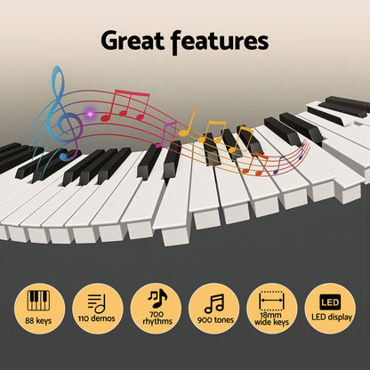 Alpha Piano Keyboard 88 Keys Electric Electronic Keyboard Piano Gift Black EK-S88-BT-BK