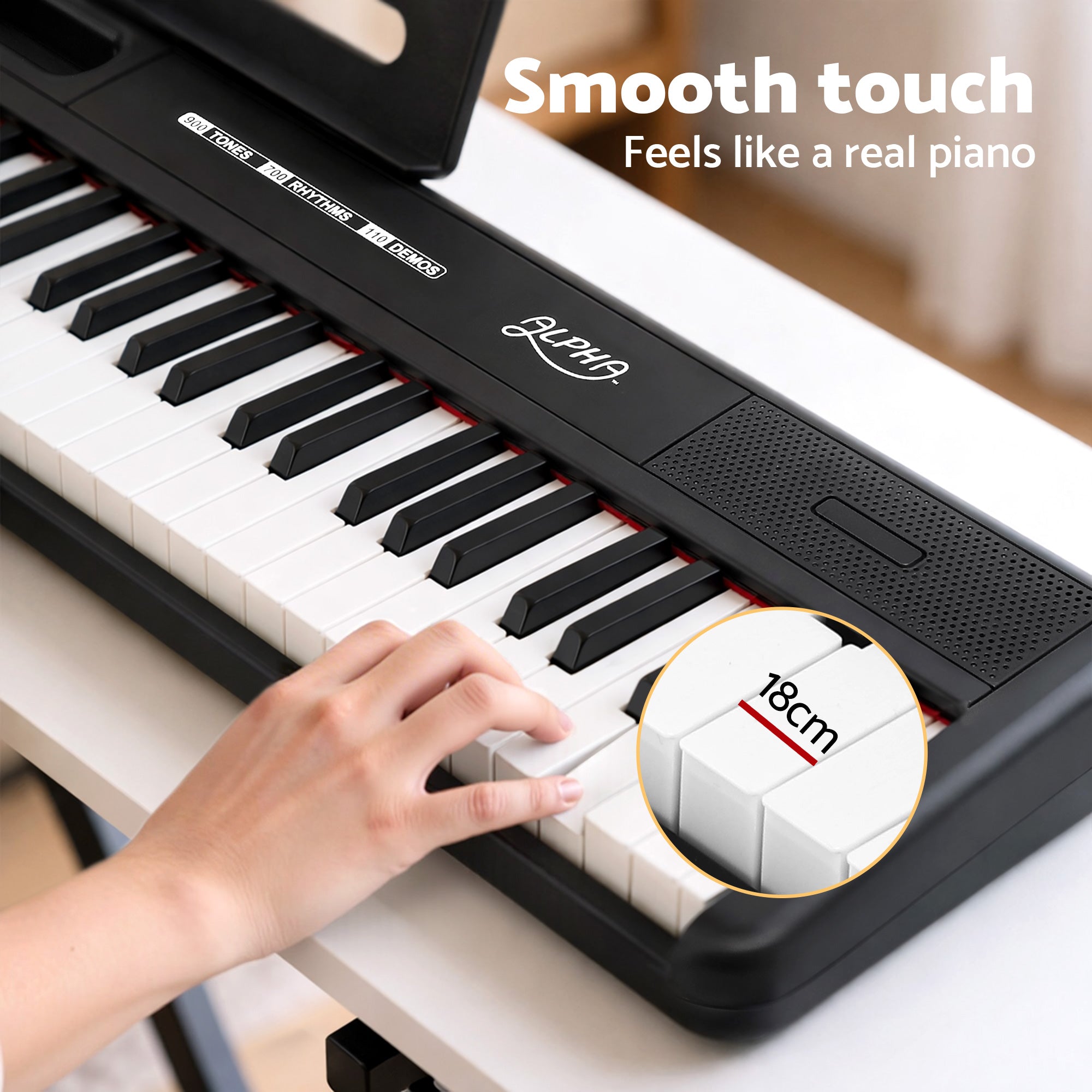 Alpha Piano Keyboard 88 Keys Electric Electronic Keyboard Piano Gift Black EK-S88-BT-BK