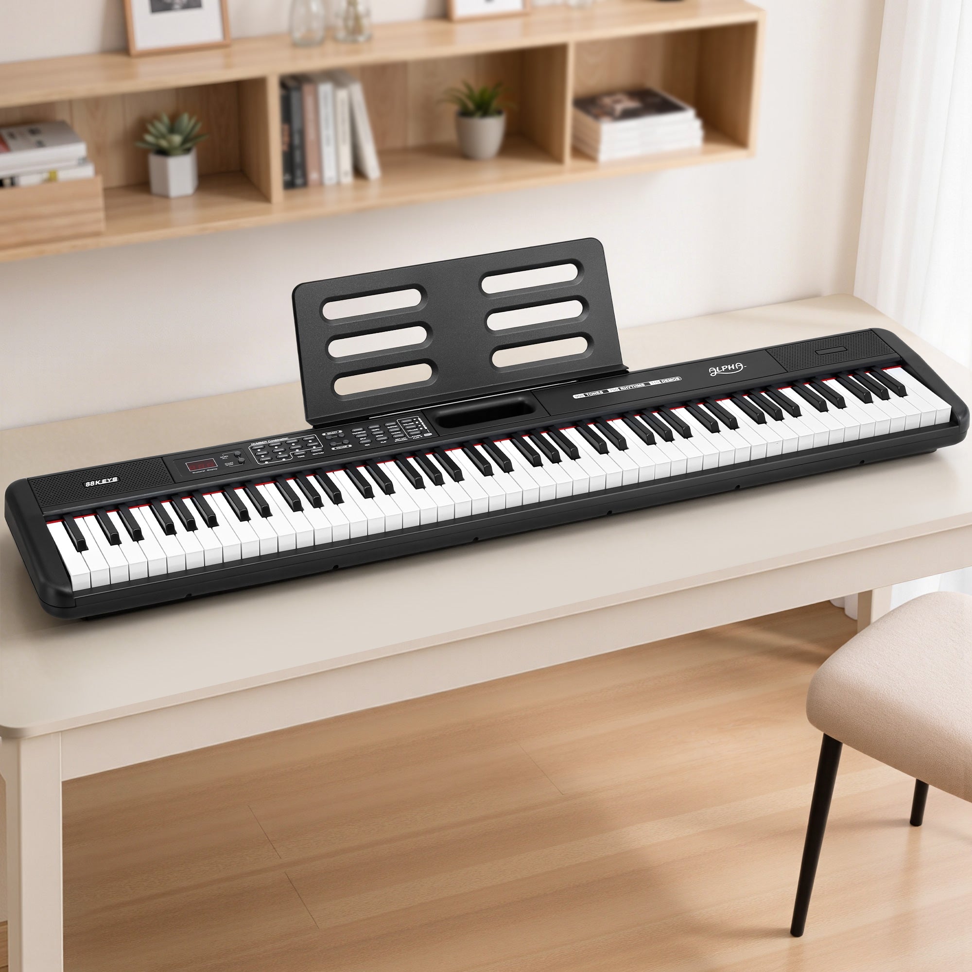 Alpha Piano Keyboard 88 Keys Electric Electronic Keyboard Piano Gift Black EK-S88-BT-BK