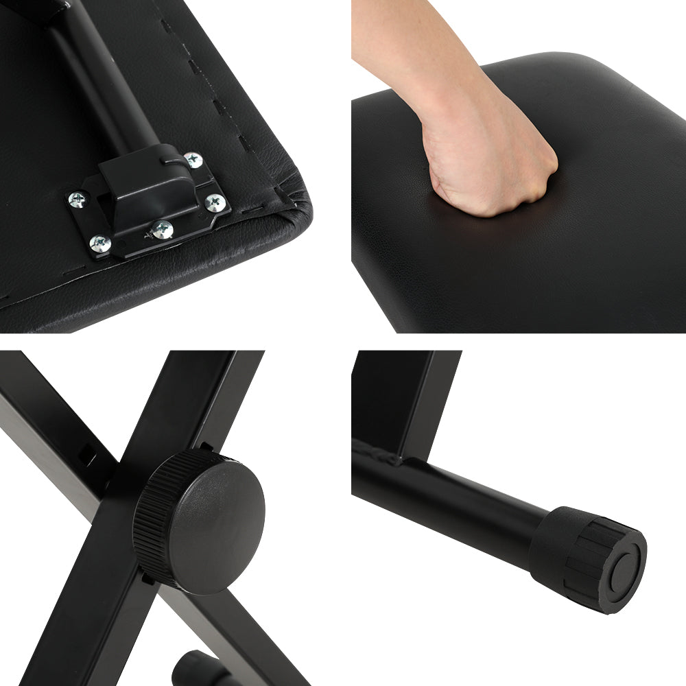 Alpha Piano Stool Adjustable Height Keyboard Seat Portable Bench Chair Black EK-STOOL-B01