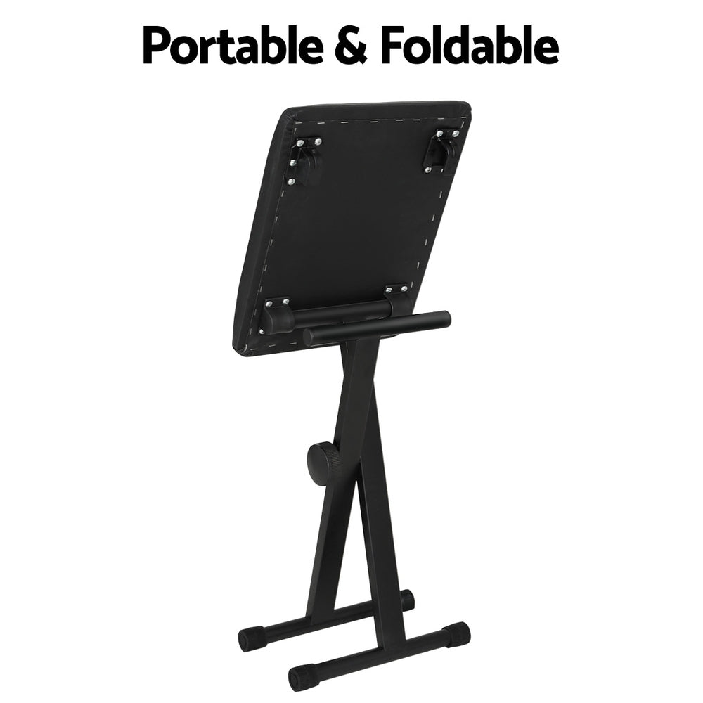 Alpha Piano Stool Adjustable Height Keyboard Seat Portable Bench Chair Black EK-STOOL-B01