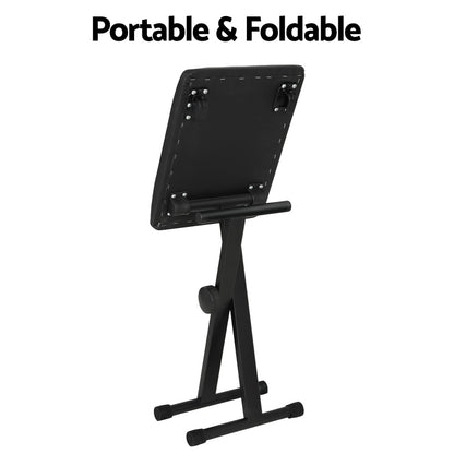 Alpha Piano Stool Adjustable Height Keyboard Seat Portable Bench Chair Black EK-STOOL-B01