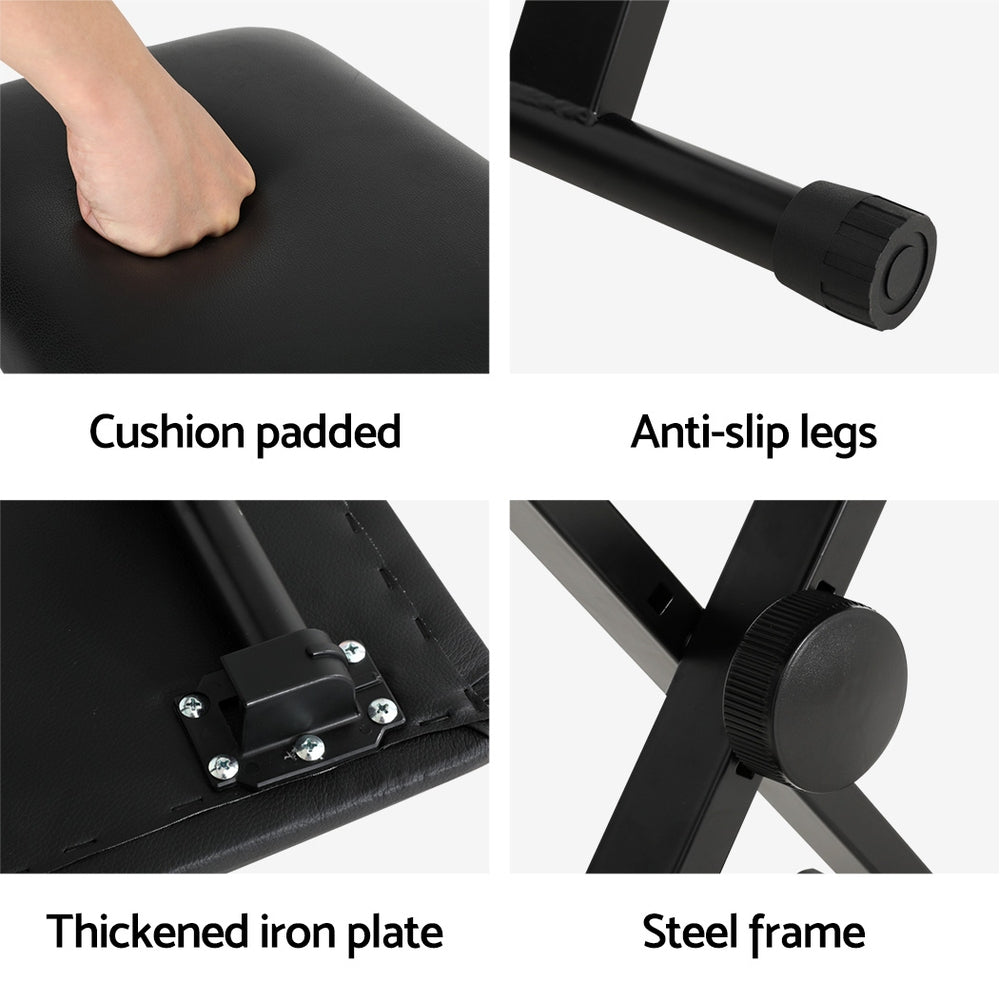 Alpha Piano Stool Adjustable Height Keyboard Seat Portable Bench Chair Black EK-STOOL-B01