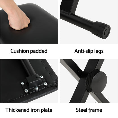 Alpha Piano Stool Adjustable Height Keyboard Seat Portable Bench Chair Black EK-STOOL-B01