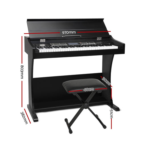 Alpha 61 Keys Electronic Piano Keyboard Digital Electric Classical Stand w/ Stool EK-WK-99-BK-B01