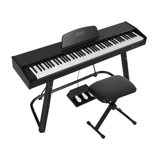 Alpha 88 Keys Electronic Piano Keyboard Digital Electric w/ Stand Stool Weighted EK-WP-88-BK-B01